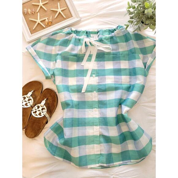 New Nordstrom signature top checkered green & white size XL - Picture 2 of 10